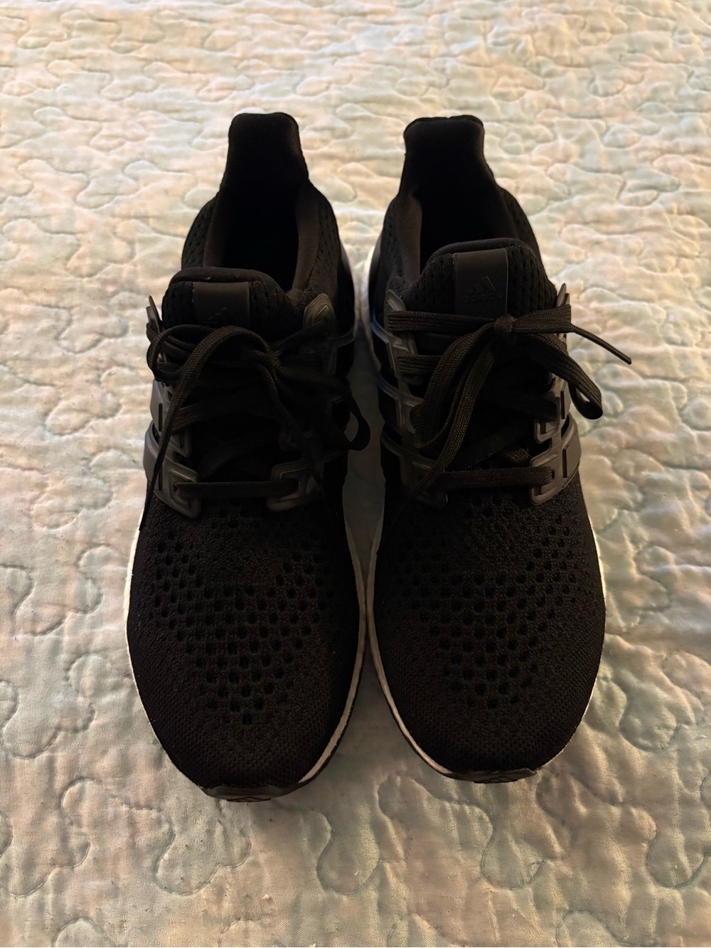 Adidas Black Knit Lace-Up Athletic Sneakers with White Midsole